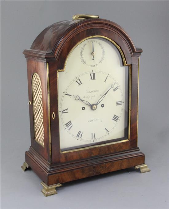 Lawson, Bishopsgate Within, London. A George III mahogany bracket clock, 17in.